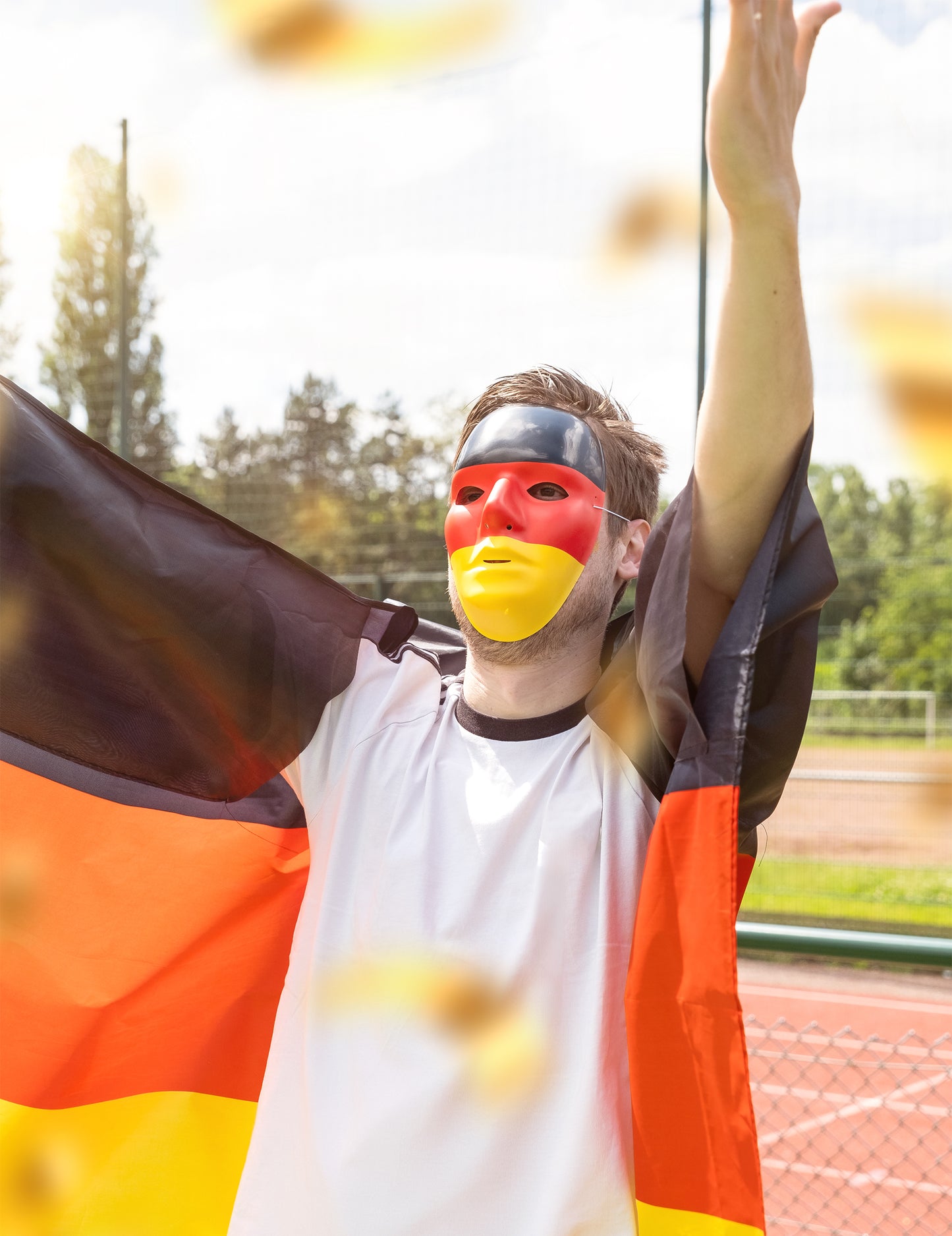 Situácia s vlajkou fanúšika masky Nemecko