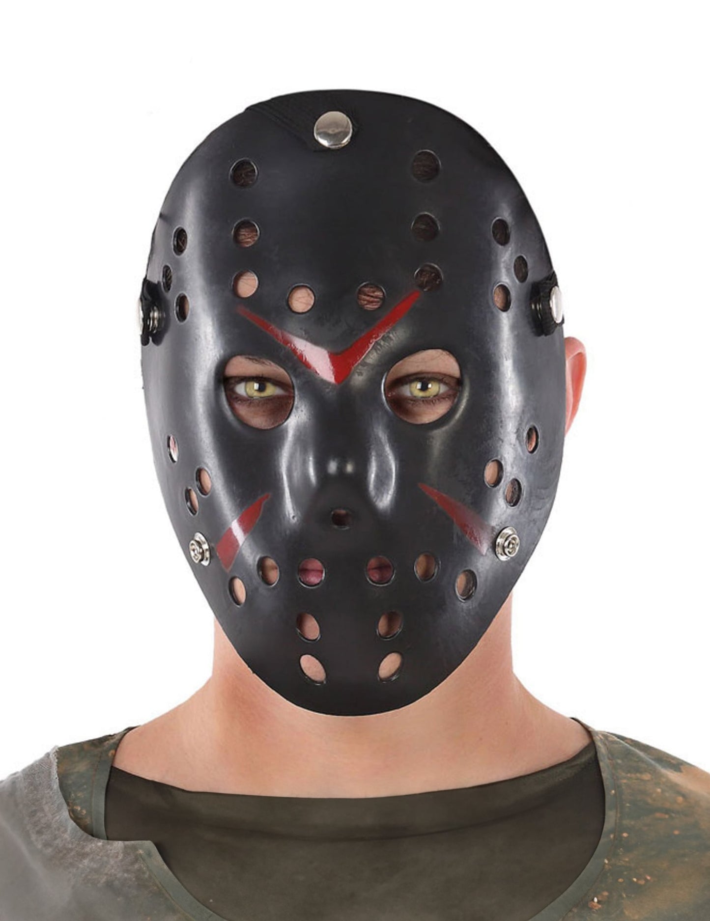 Masque de hockey pour adulte noir avec détails rouges