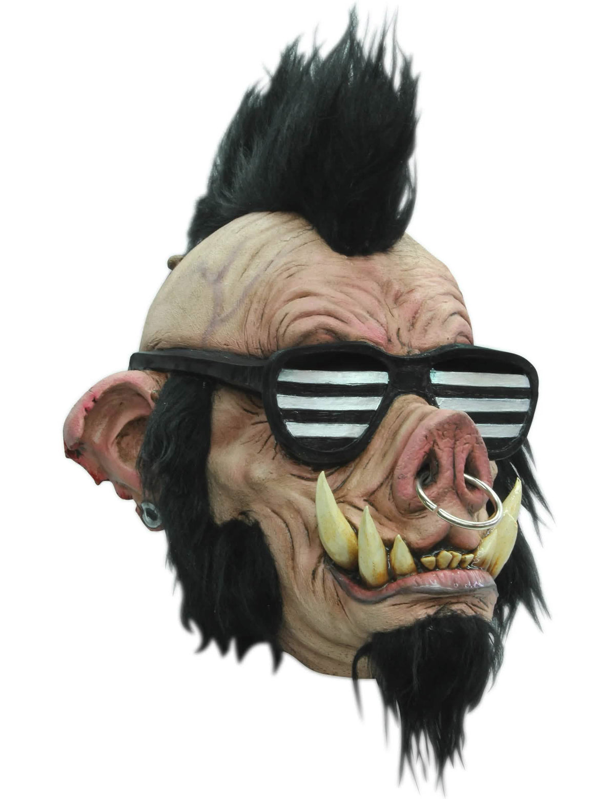 Maska diviaka punk pre dospelého béžová a čierna s okuliare a čelom