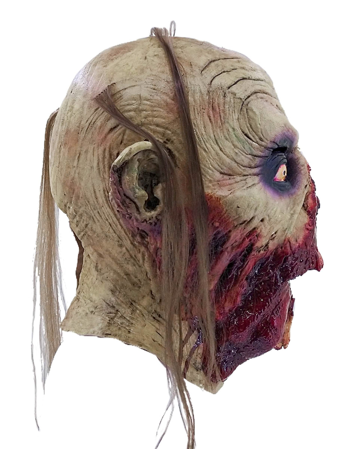 Pohľad zboku na krvavú zombie masku