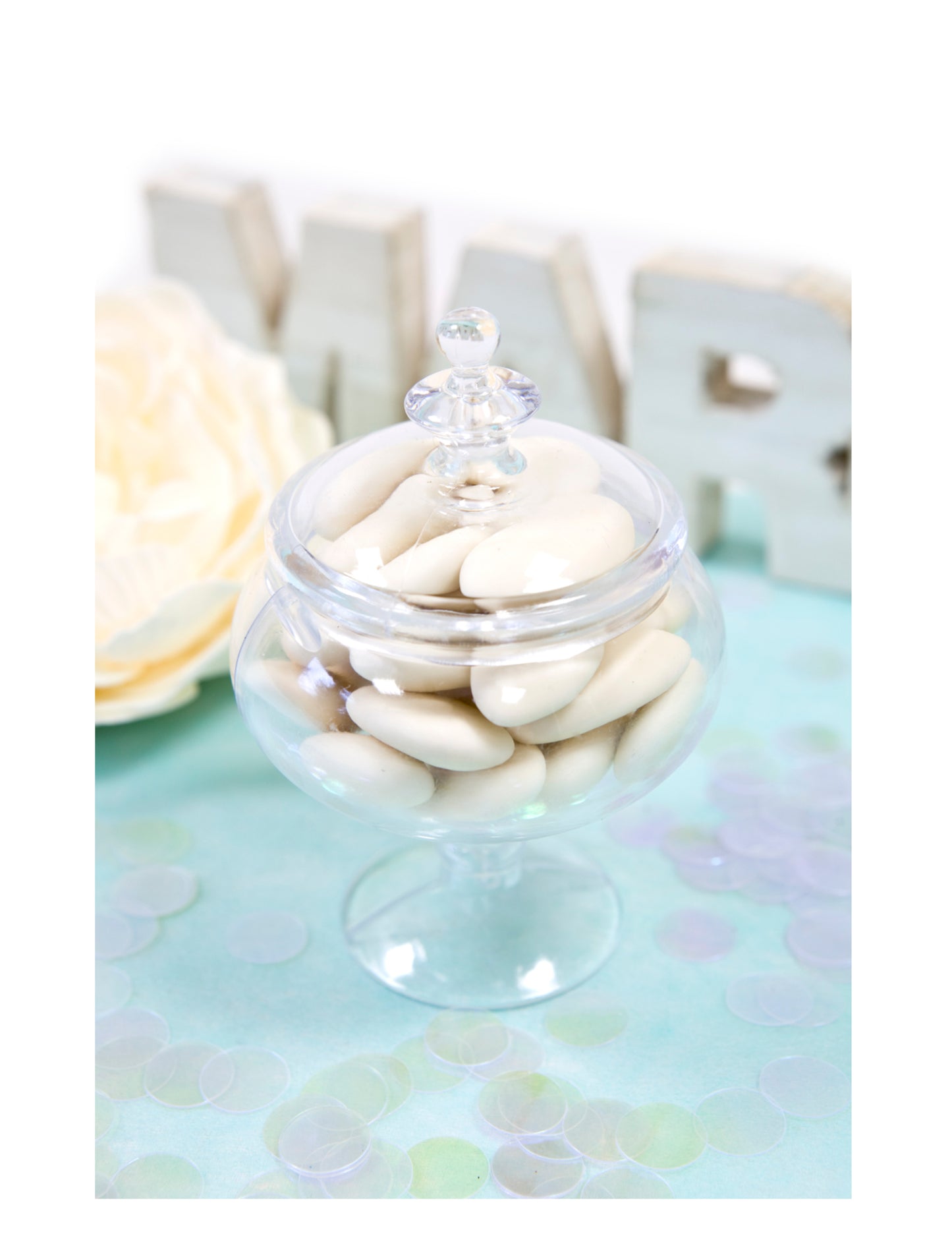 Mini plastová miska na cukríky 7 x 10 cm na stojane s vekom