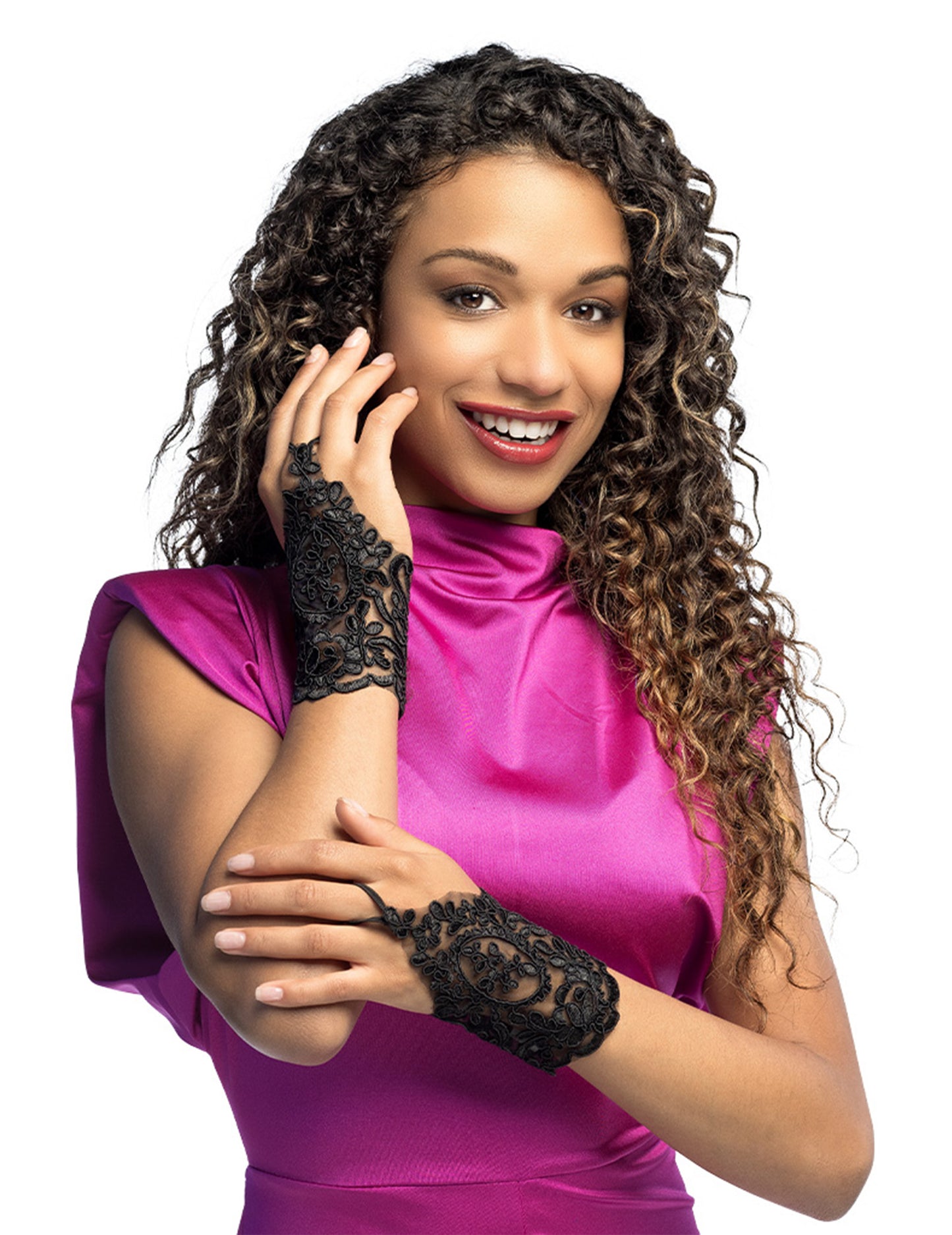 Ženské čierne čipky rukavice