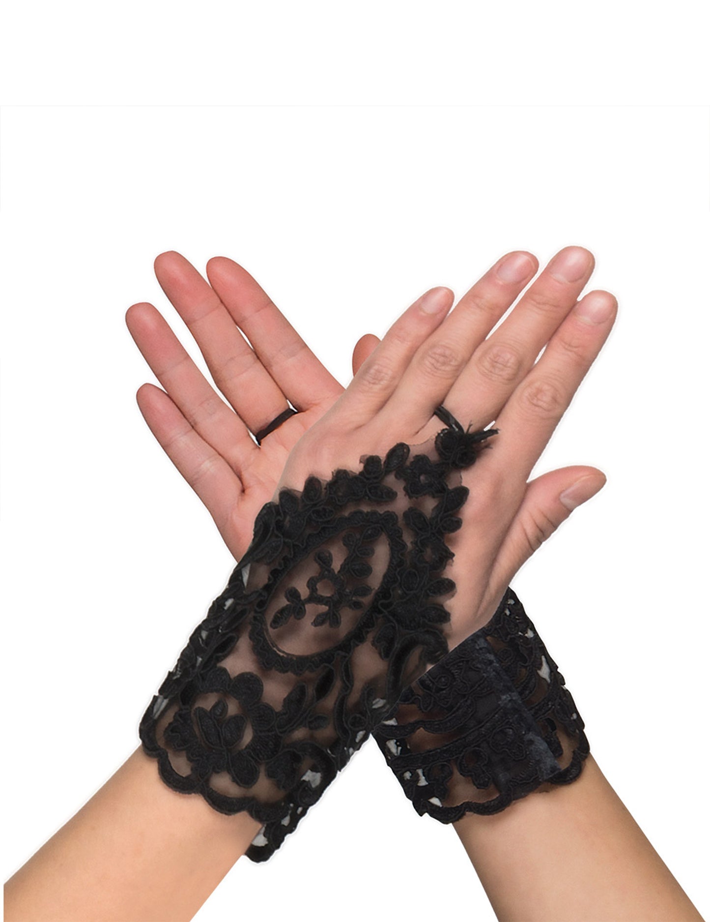 Ženské čierne čipky rukavice