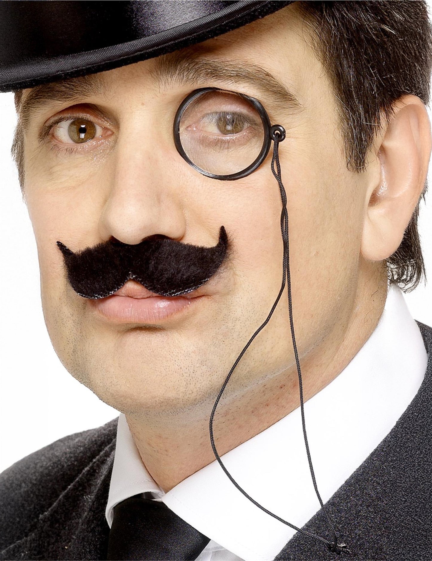 Čierny monokel pre dospelých s šnúrkou