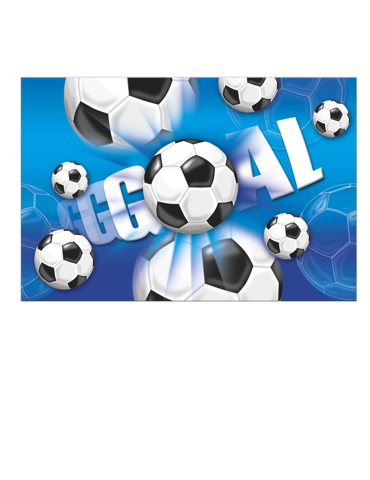 Plastový obrus football goal modrý s balónmi na futbal a nápisom Goal