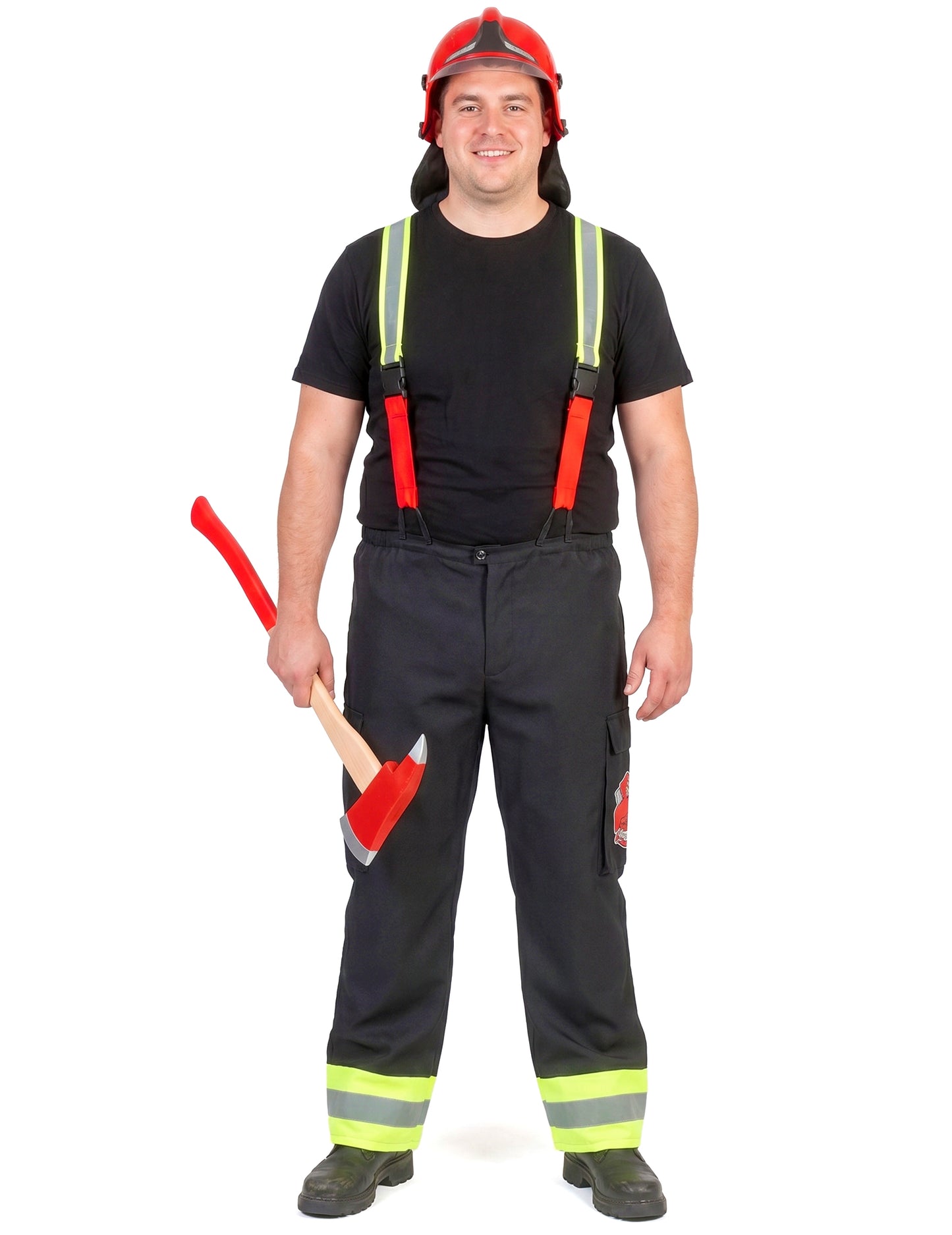 Pantalon de pompier noir avec bretelles homme