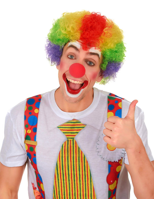 Vue de face de la perruque de clown pour adulte