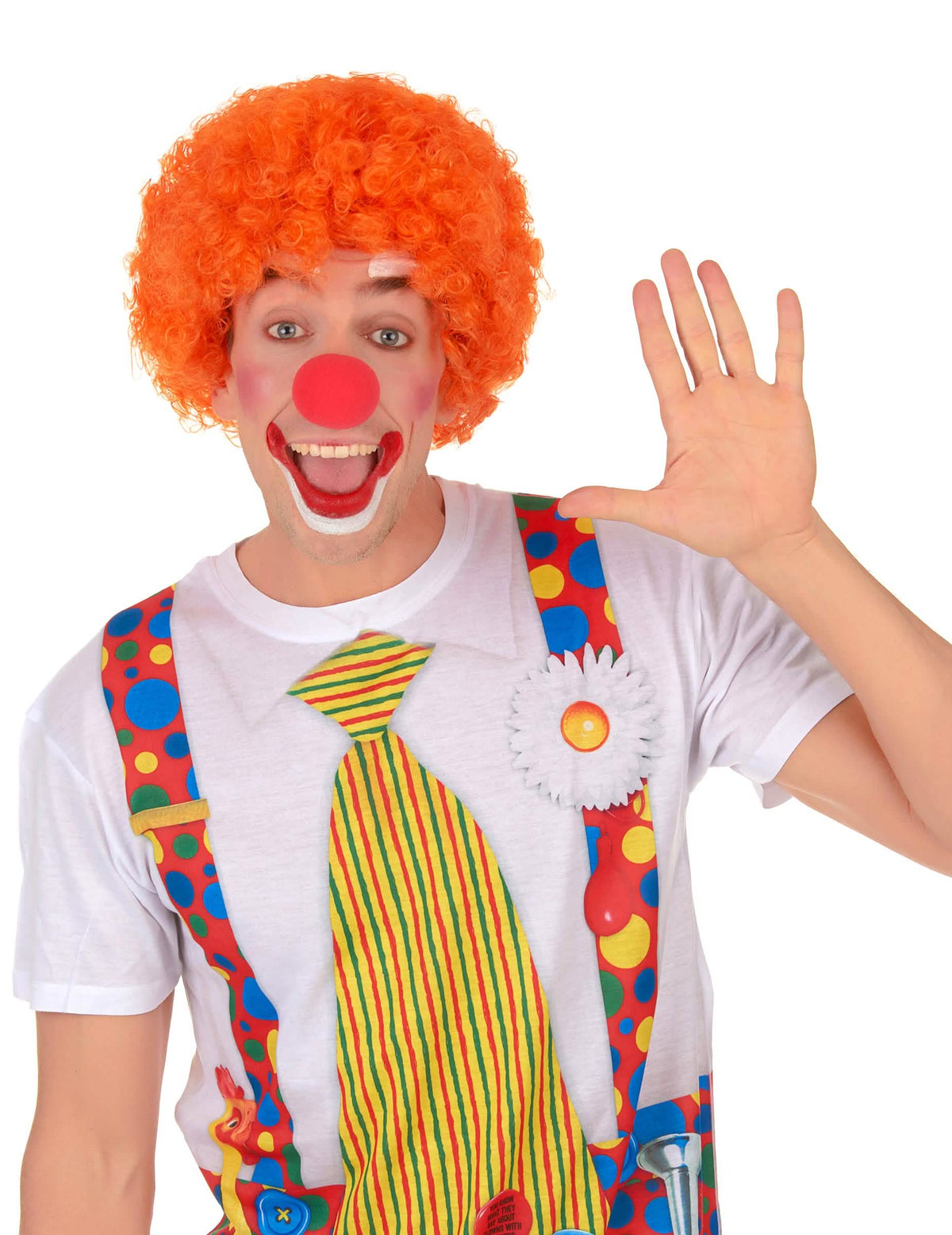 Pohľad spredu na klaunskú parochňu pre dospelý