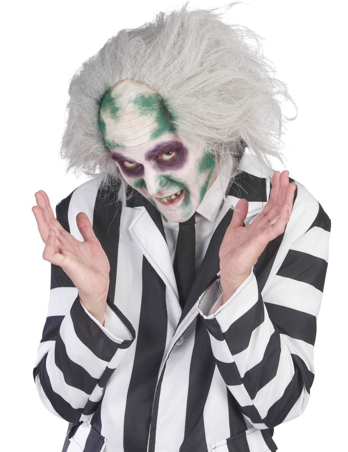 Biela a sivá rozstrapatená parochňa Beetlejuice™ pre dospelého