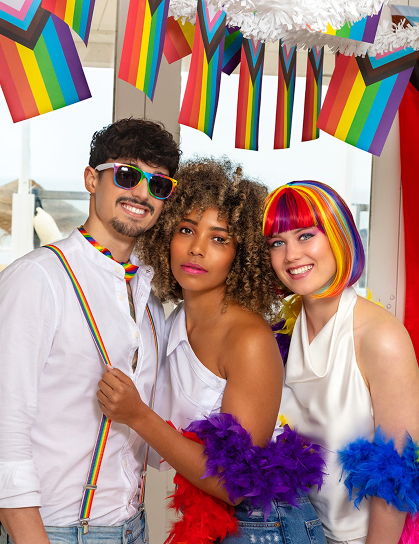 Dlhá štvorcová parochňa s viacfarebnými knôdmi