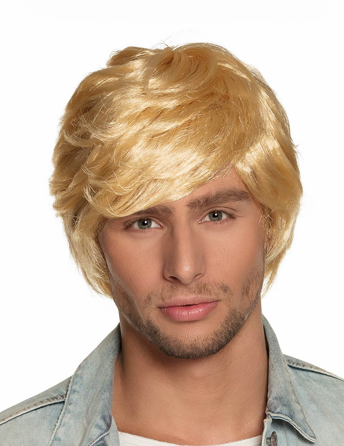 Krátka retro parochňa pre muž blond