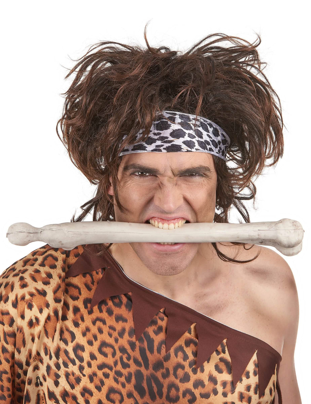 Parochňa jaskynného muža pre muža gaštanovej farby s leopardou čelenkou