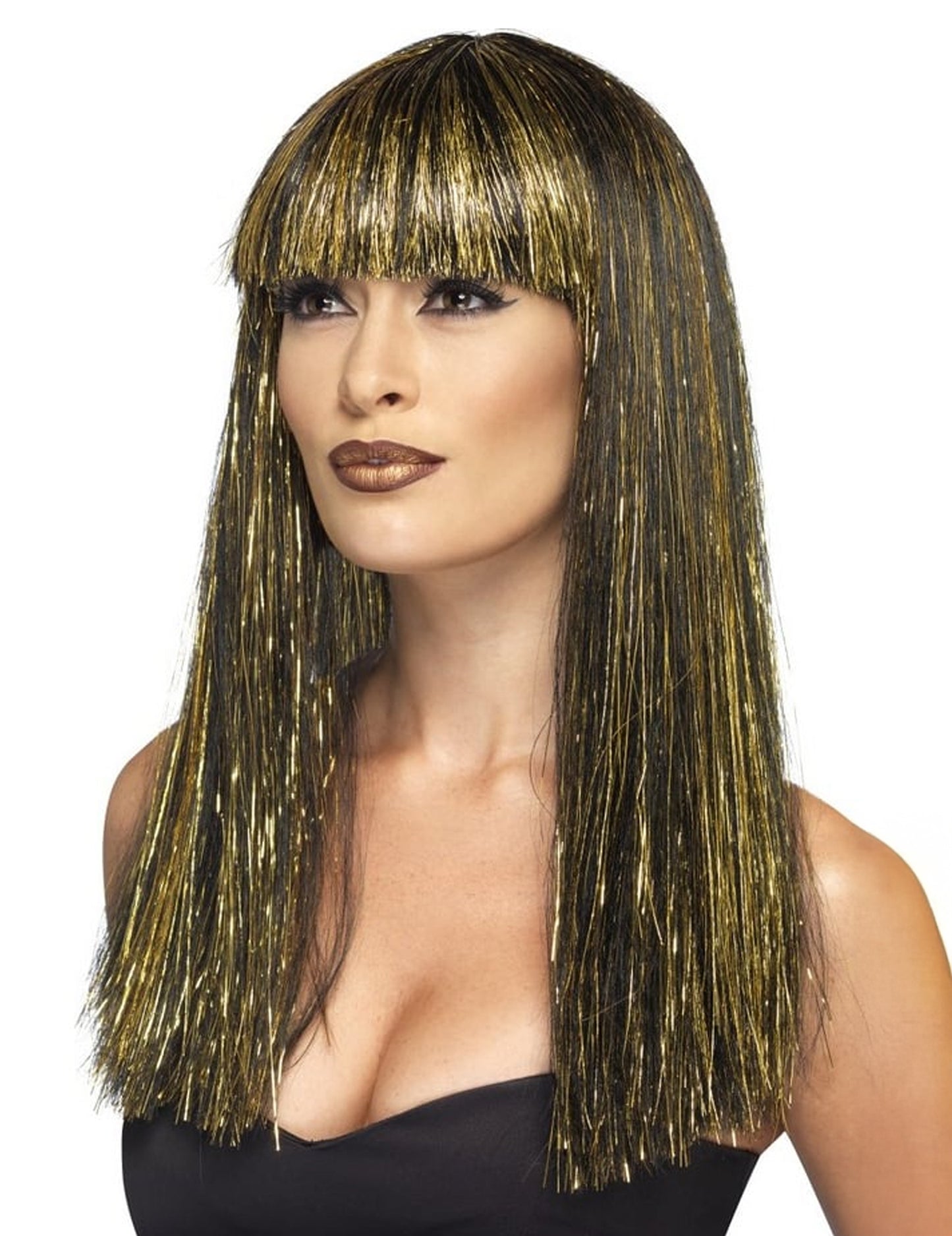 Čierna a zlatá egyptská dlhá parochňa žena