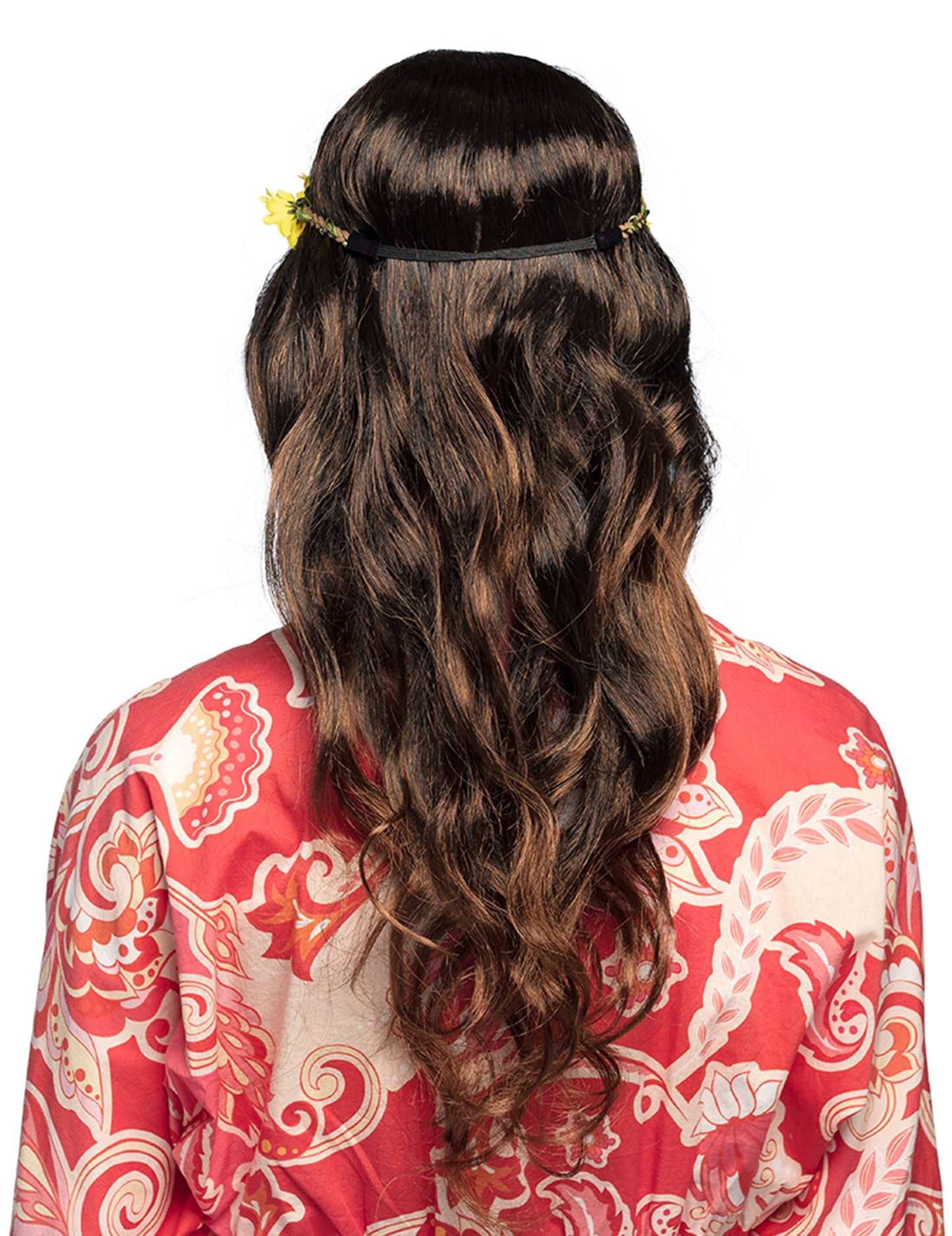 Dlhá hnedá parochňa s dámskymi kvetmi tresk