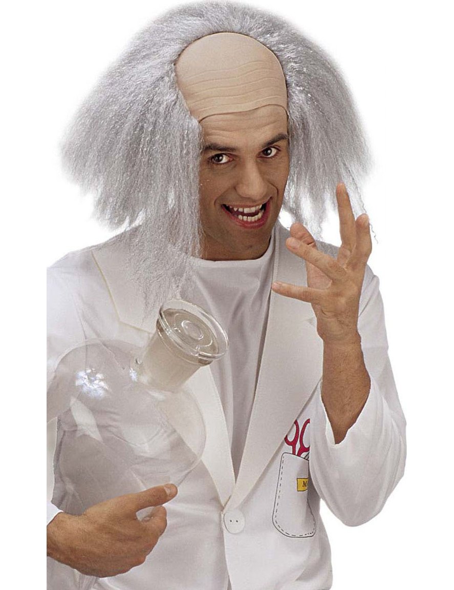 Dospelý šialený profesor parochňu