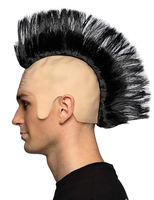 Vue de profil de la perruque punk crête