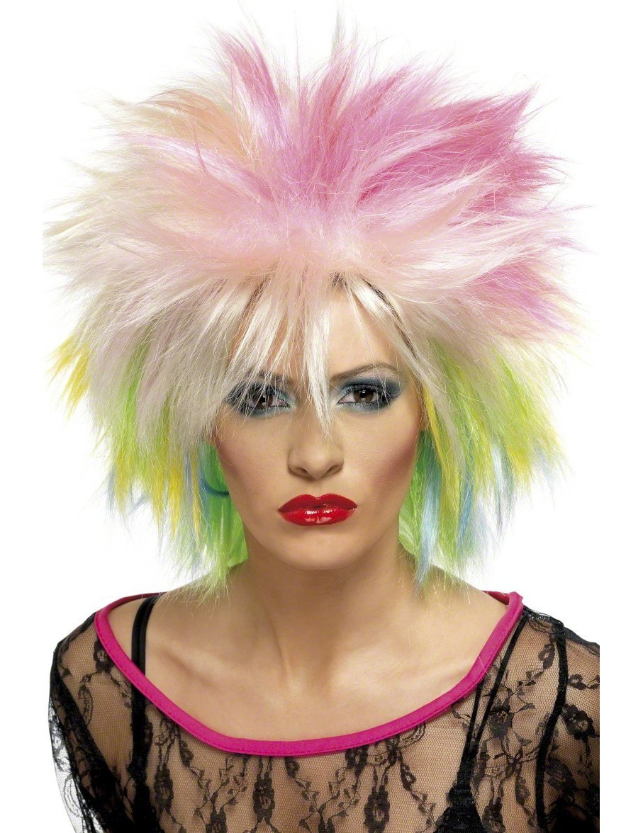 Krátka viacfarebná parochňa punk žena