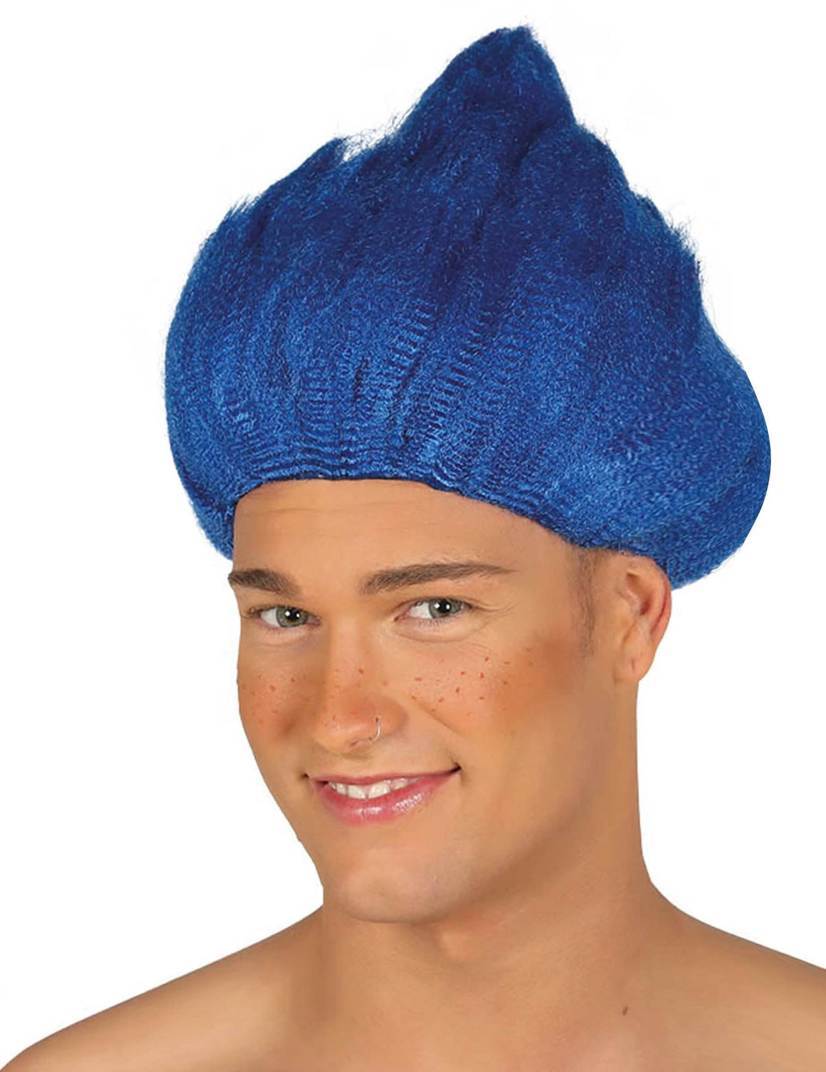 Predný pohľad na modrú trolliu parochňu