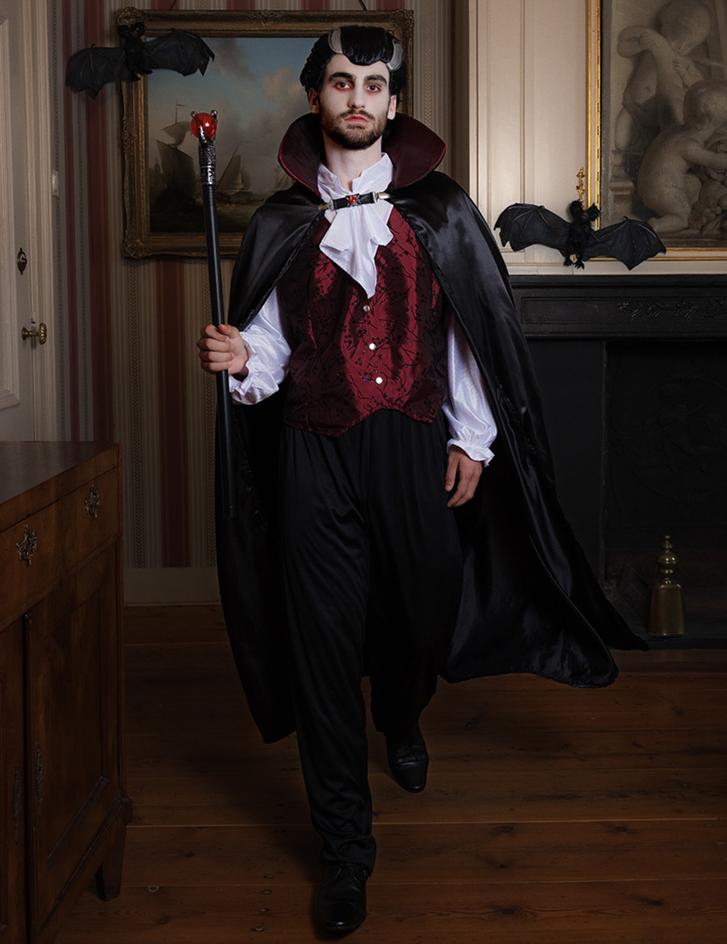 Black -Biely muž upíra parochňa