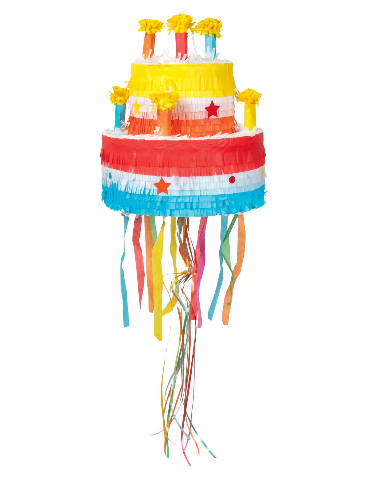 Piñata narodeninový torta pre dieťa viacfarebné so sviečky a stužkami