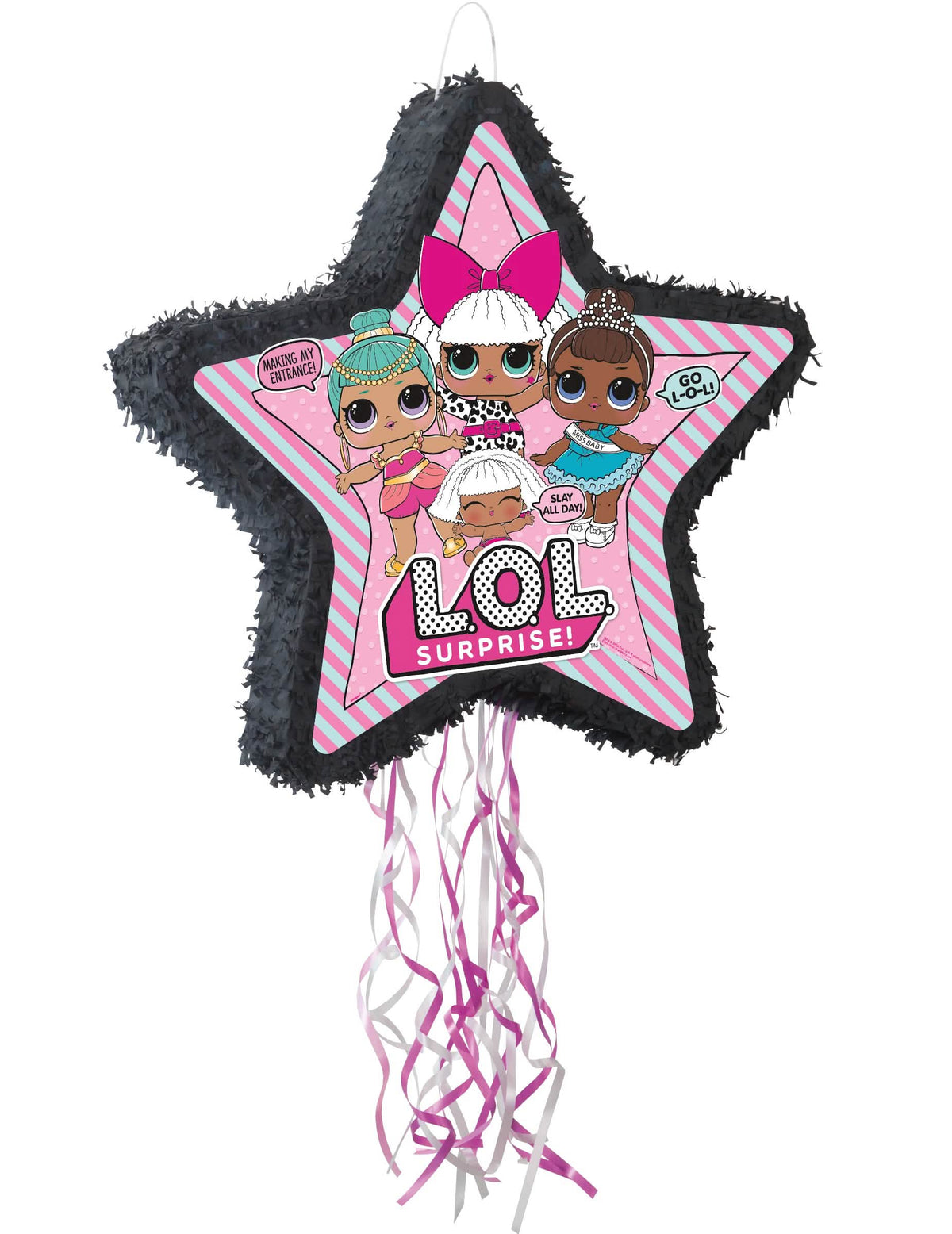Piñata LOL Surprise™ pre dieťa v tvare čiernej a ružovej hviezdy