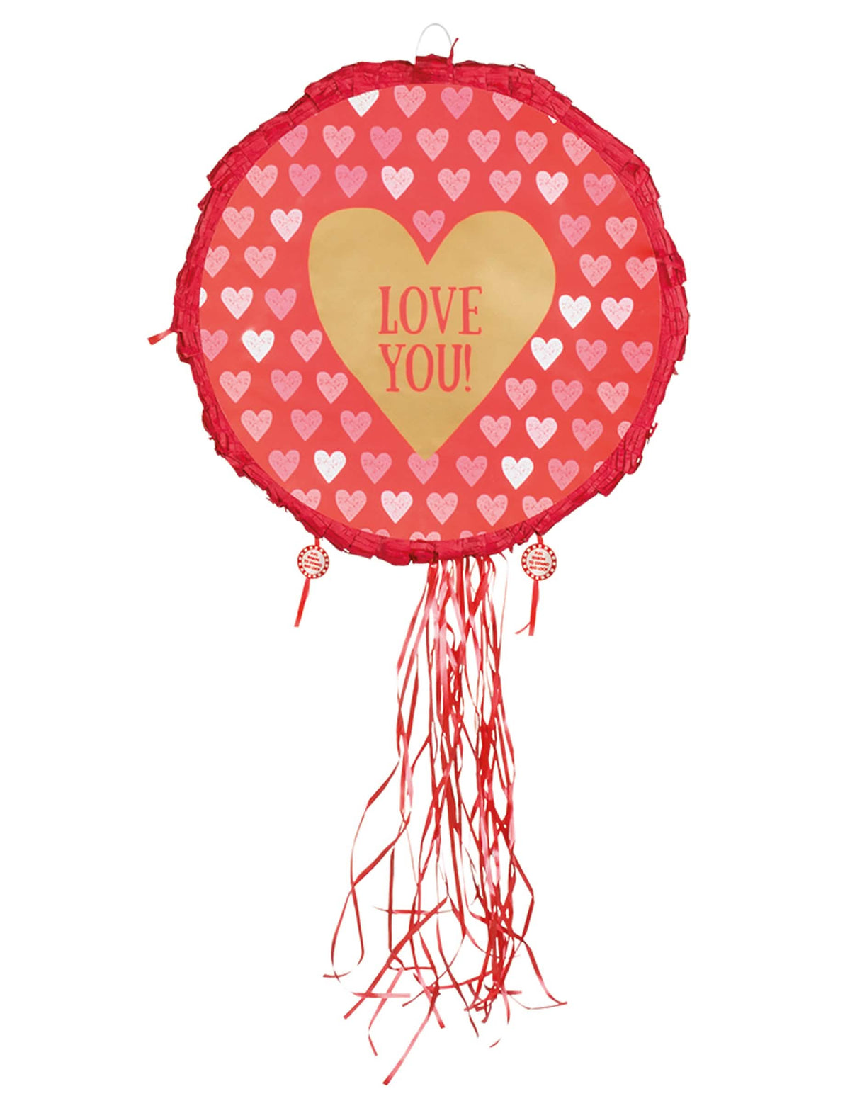 Piñata srdce Love you na párty červená a zlatá