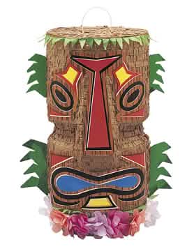 Piñata Tiki tropics hnedá s kvetmi a farebnými tropickými listami