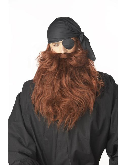 Hnedohnedá dlhá a objemná pirátska brada pre dospelých