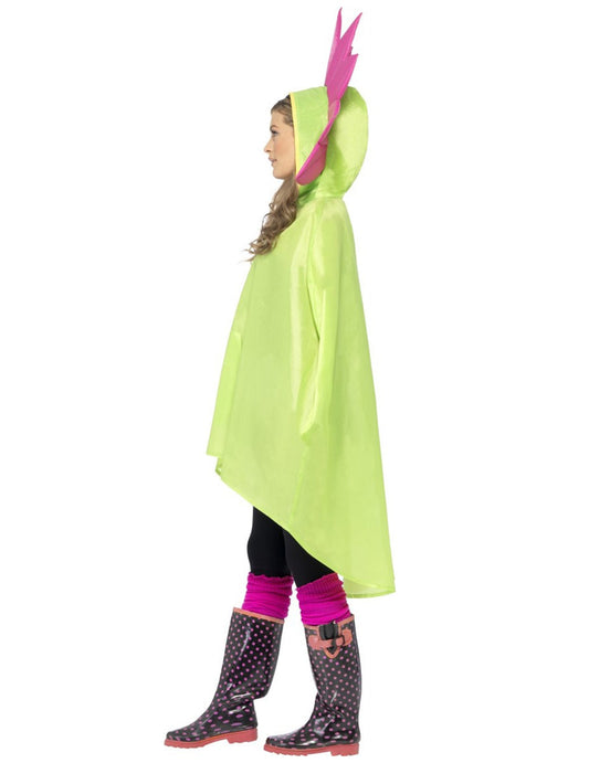 Vue de profil du poncho fleur pour adulte