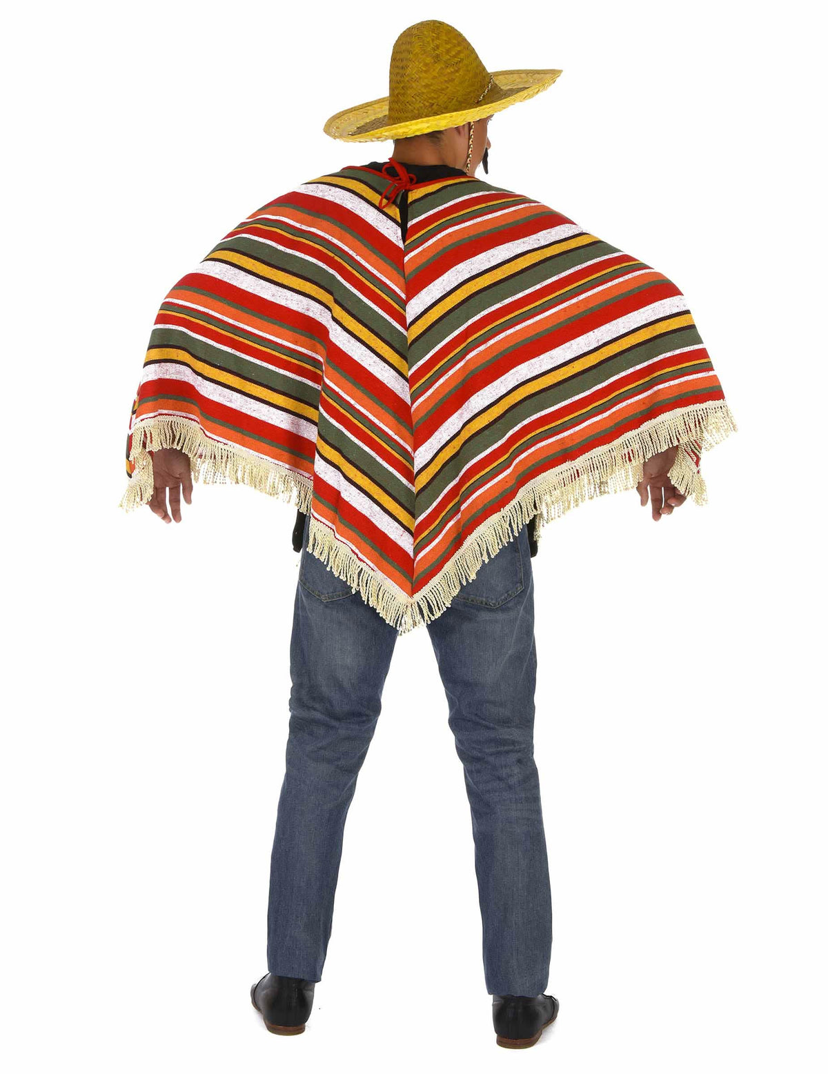 Pohľad zozadu na mexické pončo pre dospelého