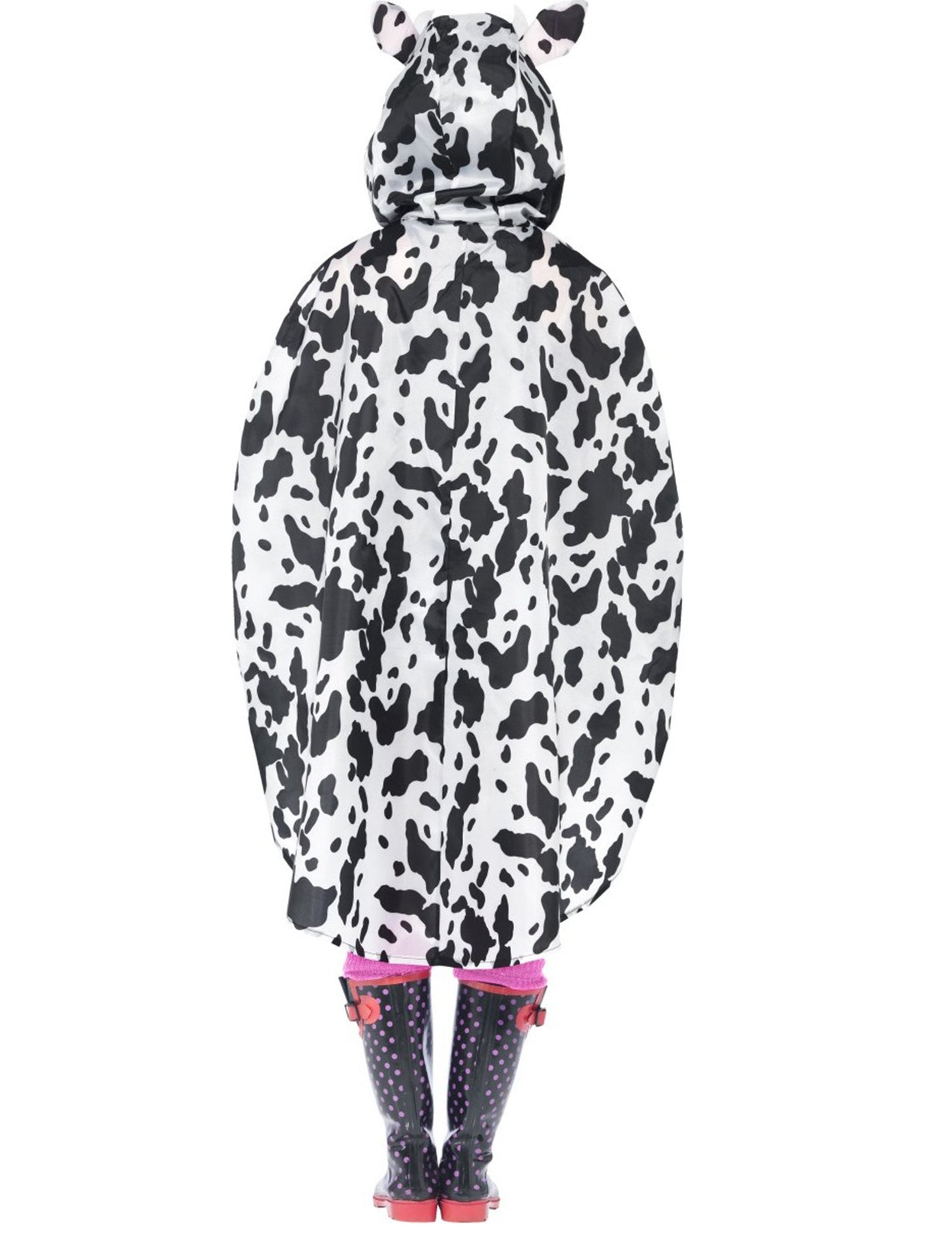 Zadný pohľad na dospelé kravičkové pončo