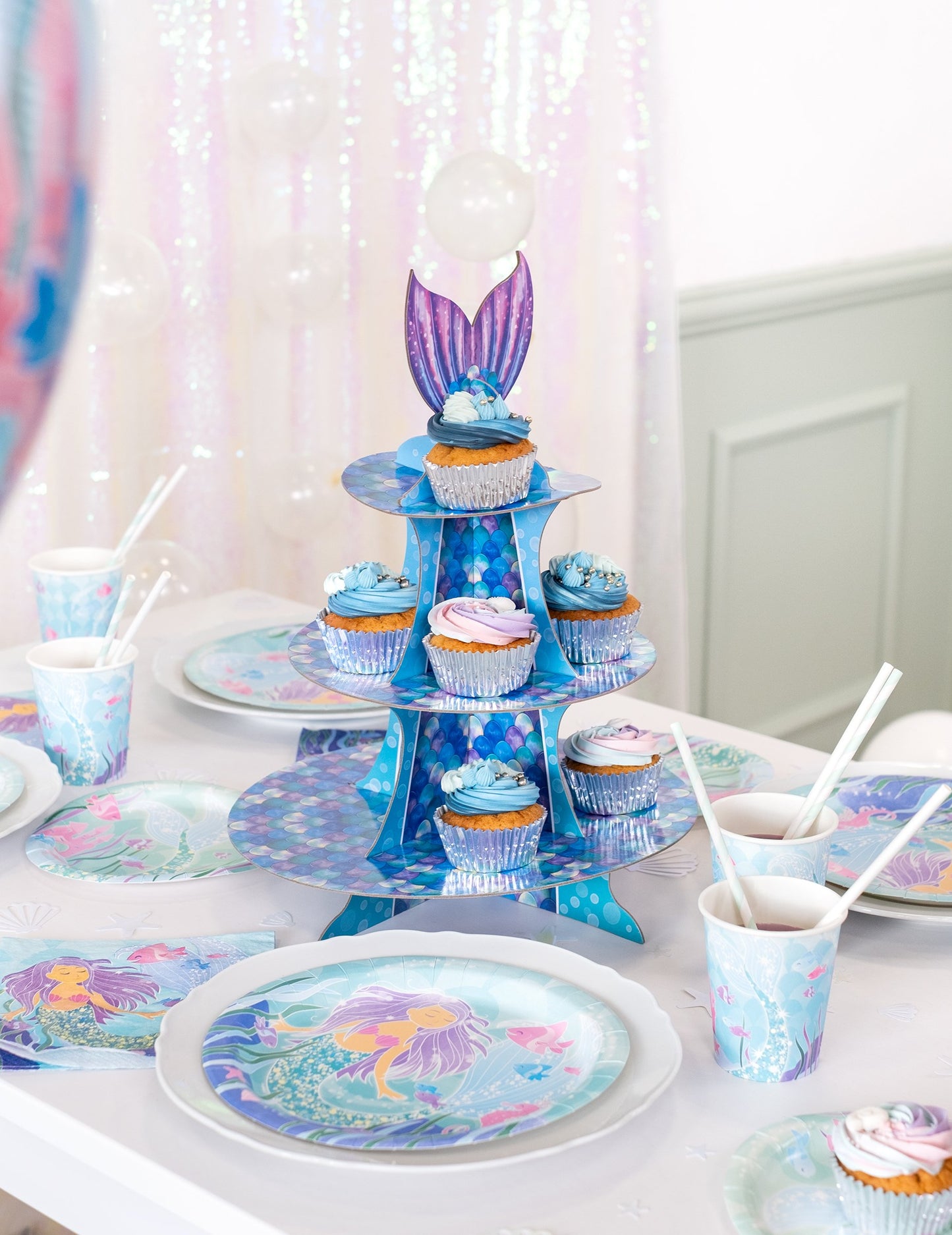 Cupcake Display Blue Purple Siréna 40 cm