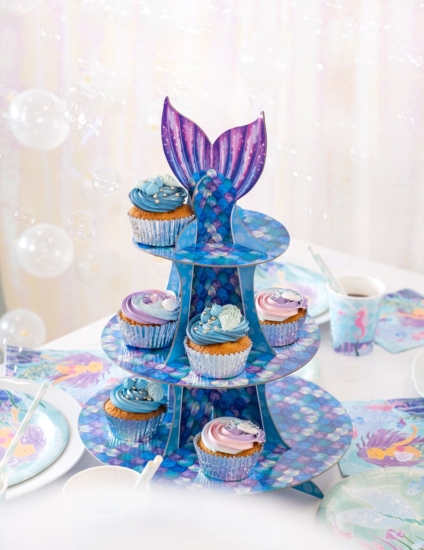 Cupcake Display Blue Purple Siréna 40 cm