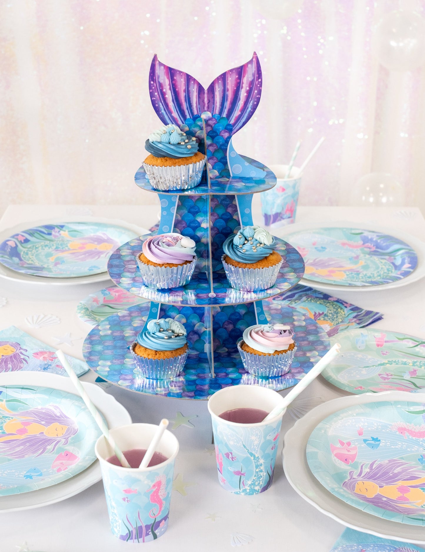 Cupcake Display Blue Purple Siréna 40 cm