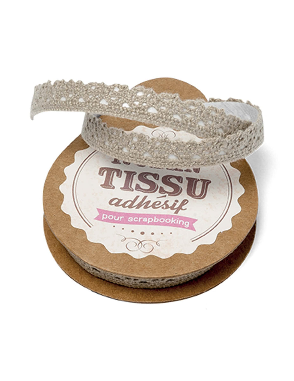 Lepiaca páska s čipkou na scrapbooking taupe