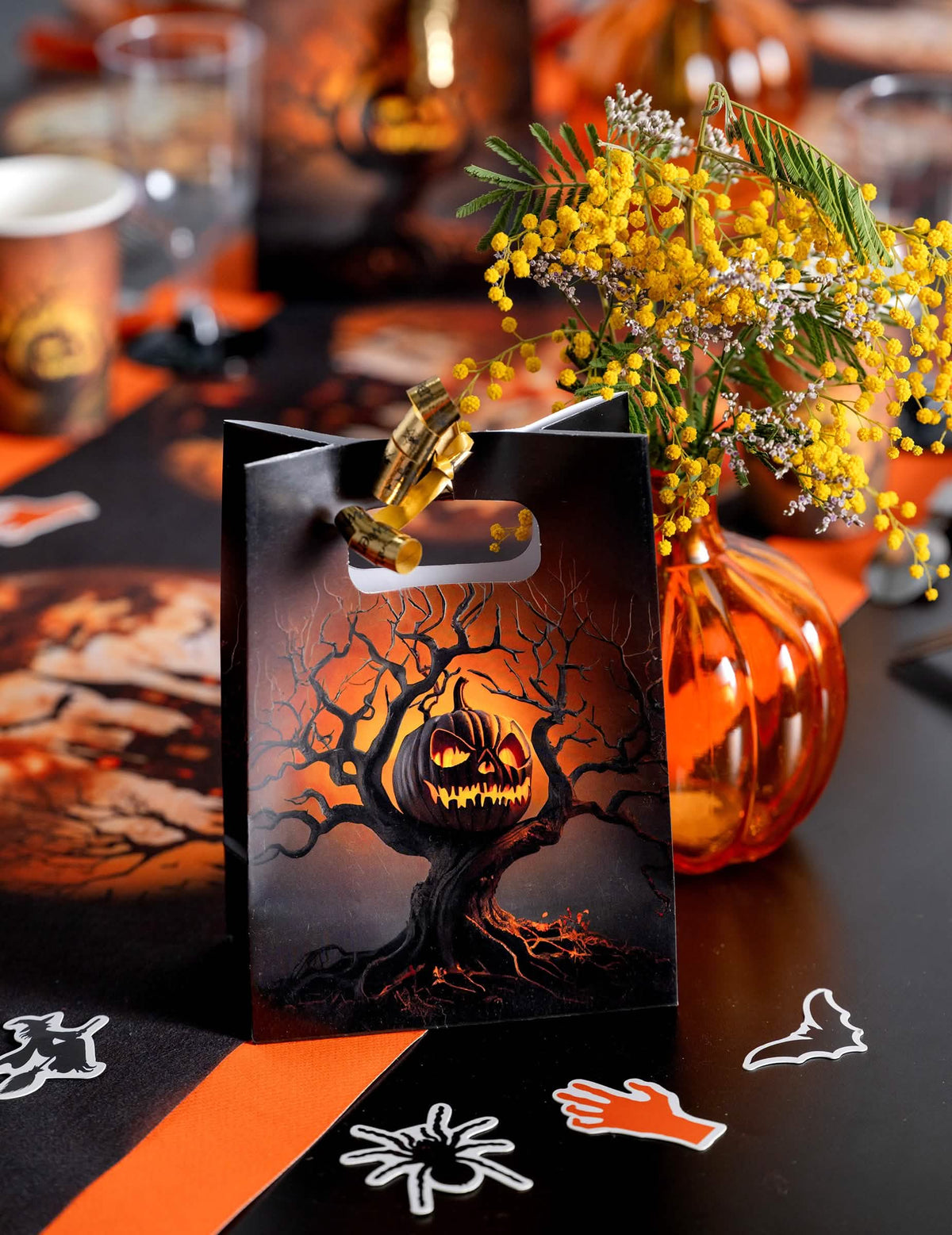 Halloweenska stuha zlatá 10 mm x 25 m