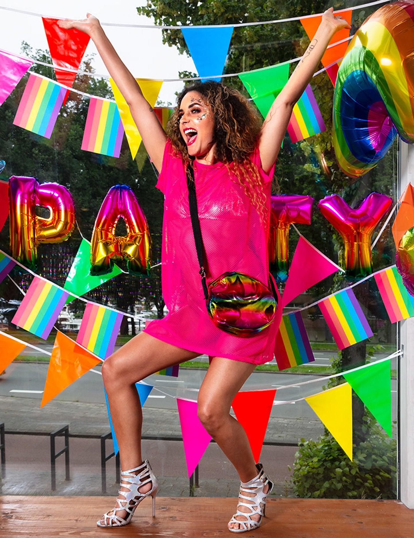 Okrúhla buttress taška holografická dúha