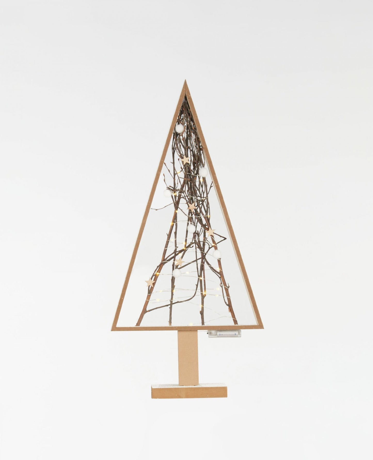 Osvetlený vianočný stromček z prírodného dreva, 72 x 35 cm s 30 LED diódami