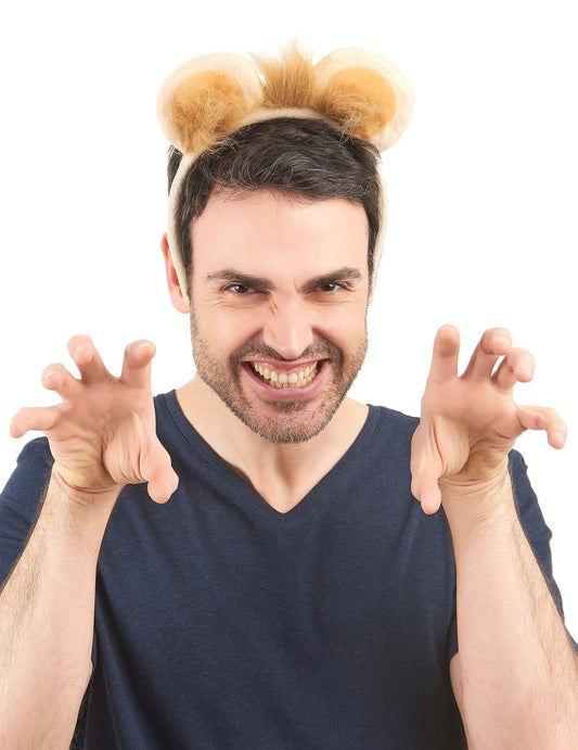 Vue de face du serre-tête lion adulte