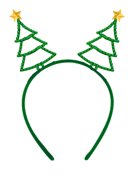 Vue de face du serre-tête sapins de Noël à strass