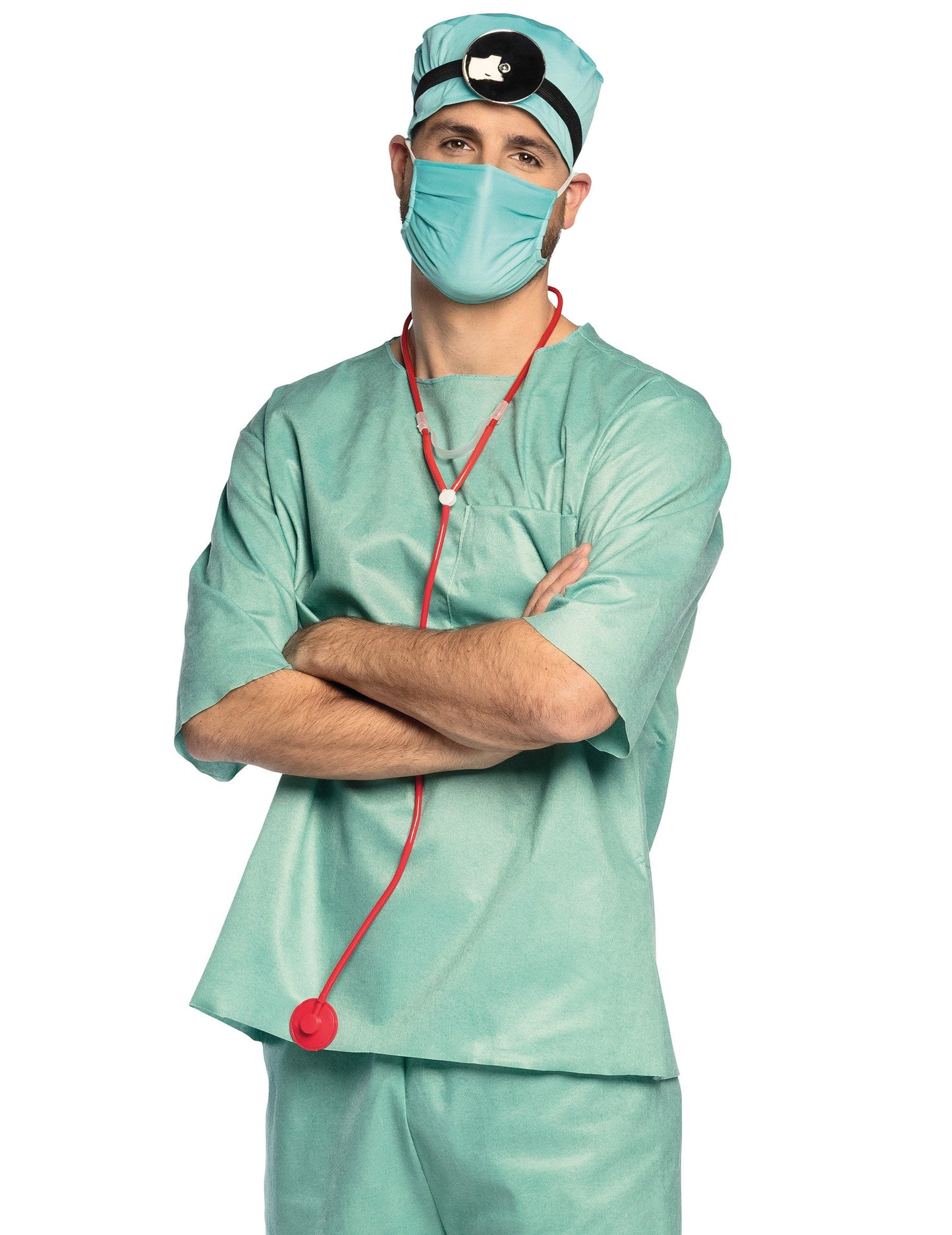 Vue de face du set accessoires docteur pour adulte