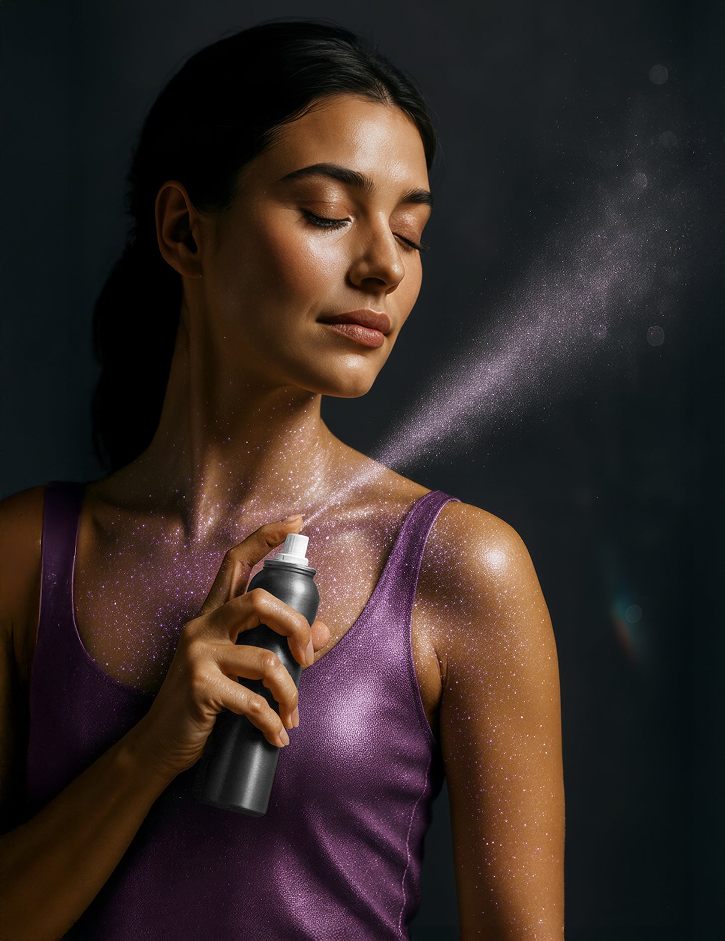 Fialové trblietavé spray 75 ml