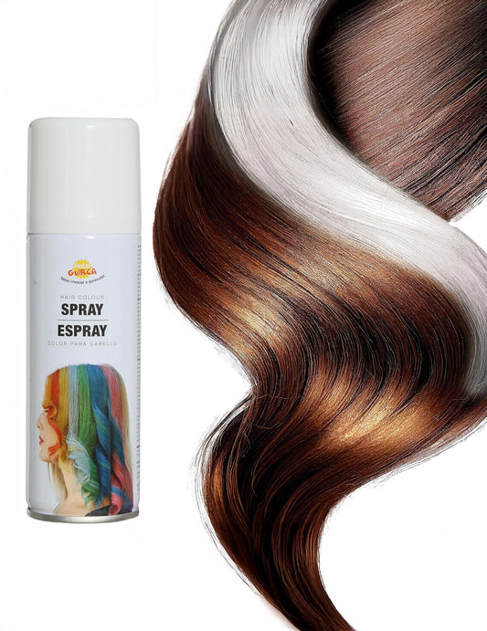 Détail du rendu de la couleur blanche sur une mèche du spray pour cheveux couleurs pour fête