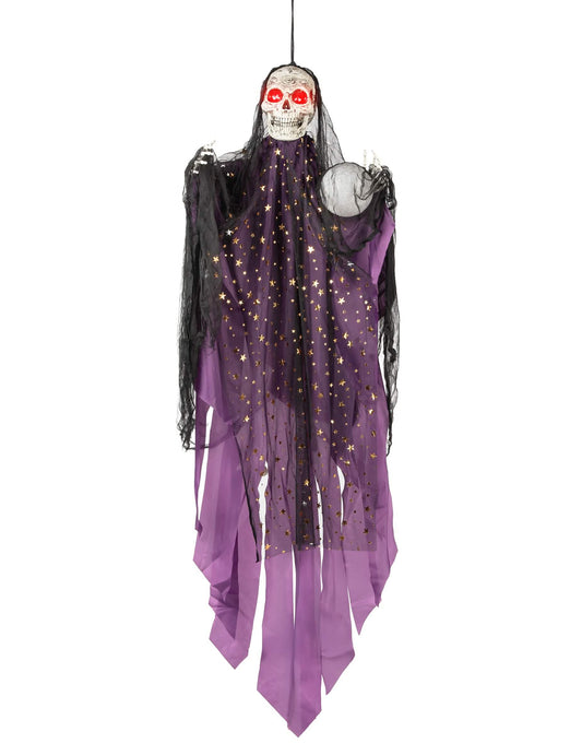 Vue de face avec boule de cristal du squelette de voyante