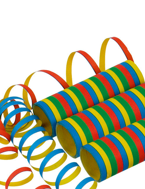 Rouleaux serpentins multicolores pour fête lot de 3
