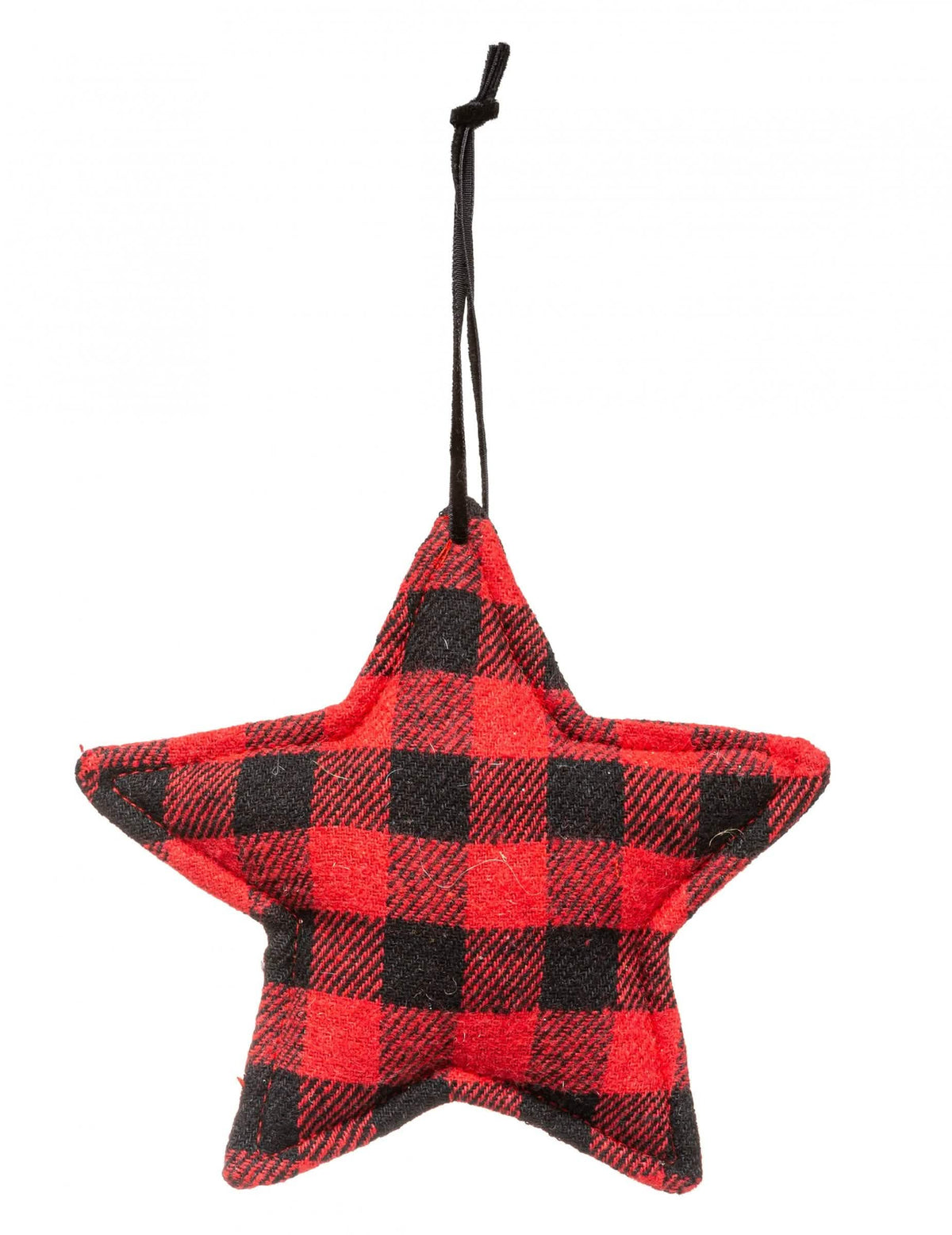 Závesná hviezda tartan na červenú a čiernu dekoráciu z bavlny