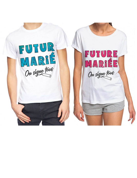 Modèles pour futur marié et future mariée du T-shirt Enterrement de vie de jeune fille