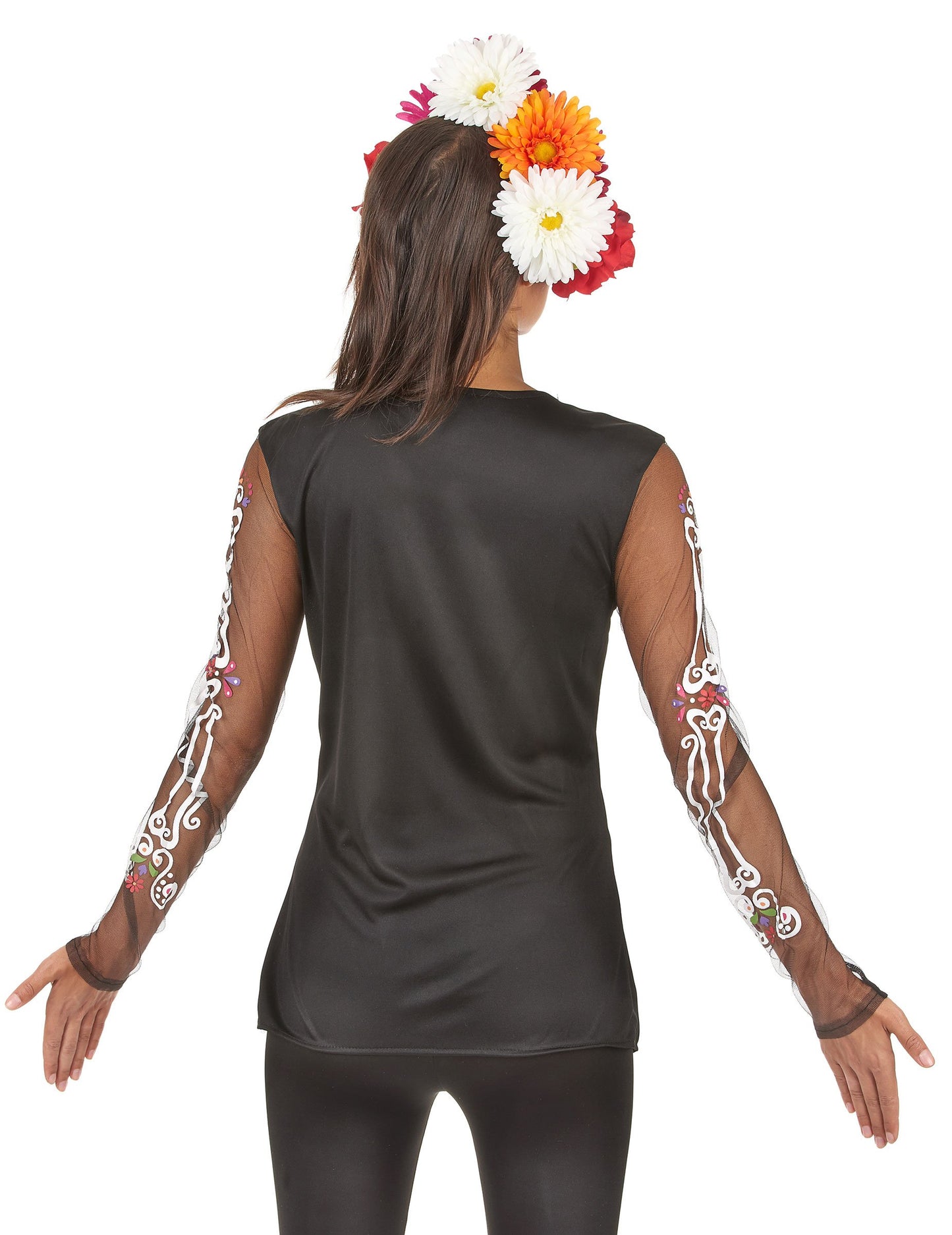 Farebné kostrové tričko žena Dia de los Muertos