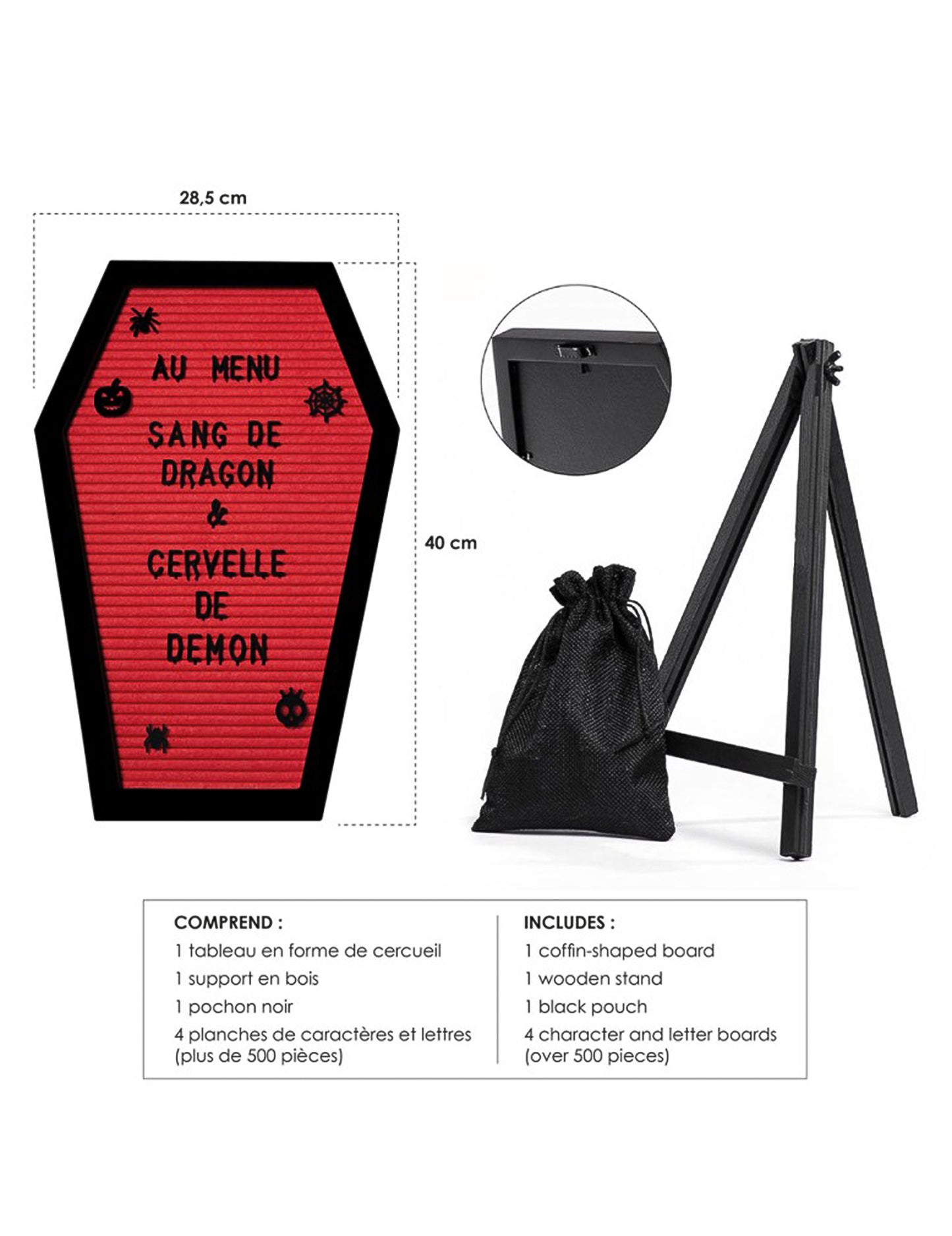 Prispôsobiteľná doska na rakvu s písmenami a podporou 40 cm