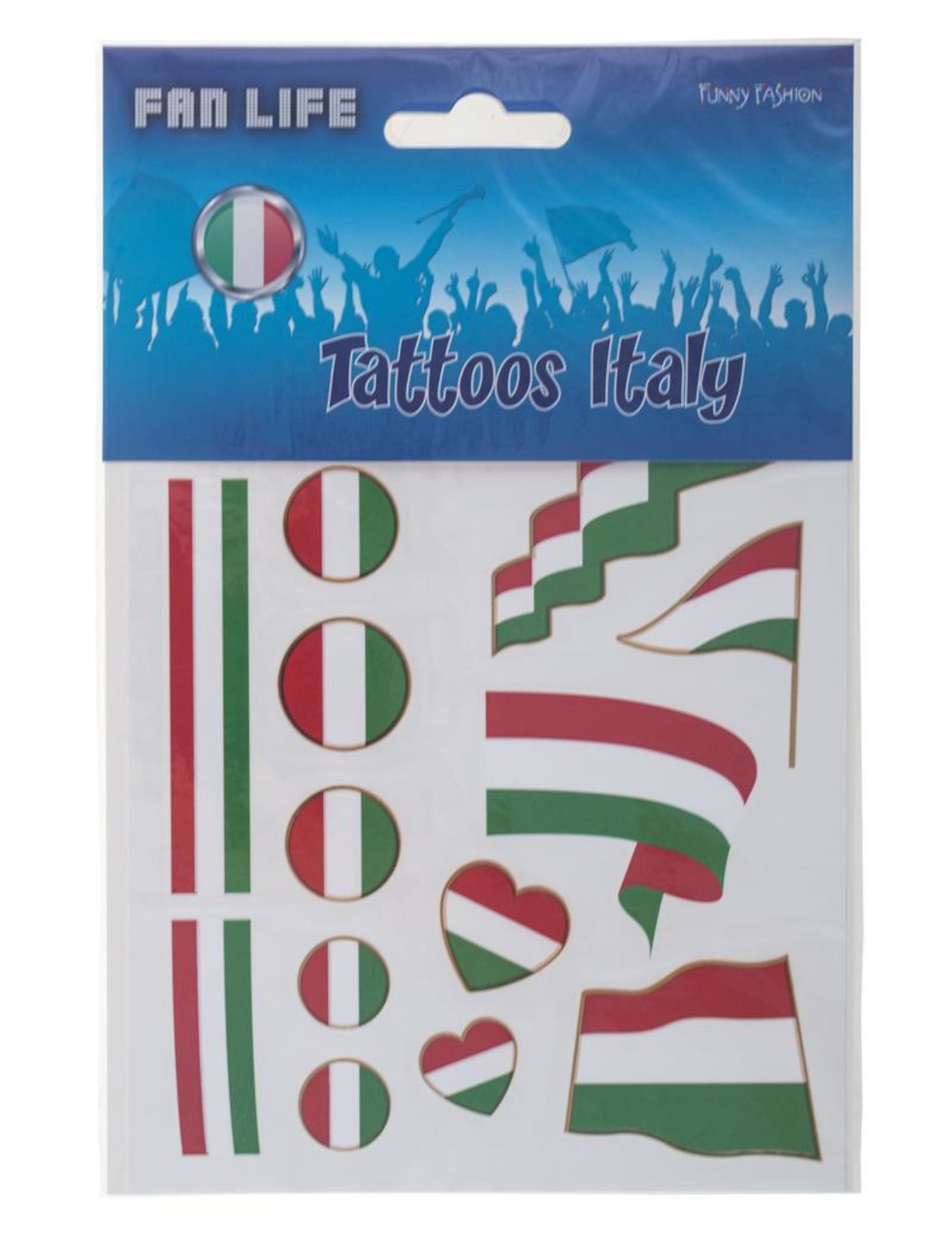 Tatouages temporaires Italie pour supporter vert blanc rouge